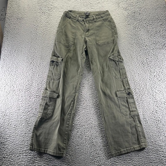 Hot Topic Pants - Hot Topic Pant Womens 7 Green Cotton Cargo Straight Utility Workwear Stretch